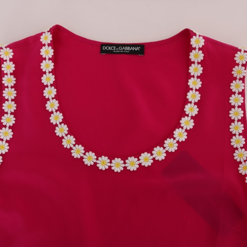 NWT DOLCE & GABBANA Pink Daisy Appliqué Top 10/L - Picture 4 of 7